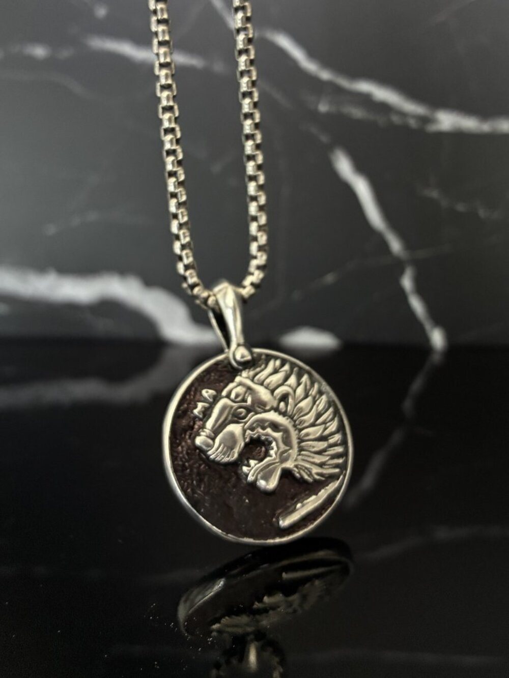 David Yurman Sterling Silver Petrvs Lion 26mm Amulet Pendant with 22" Necklace